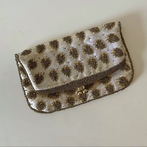 Vintage Gold and Cream Beaded Purse